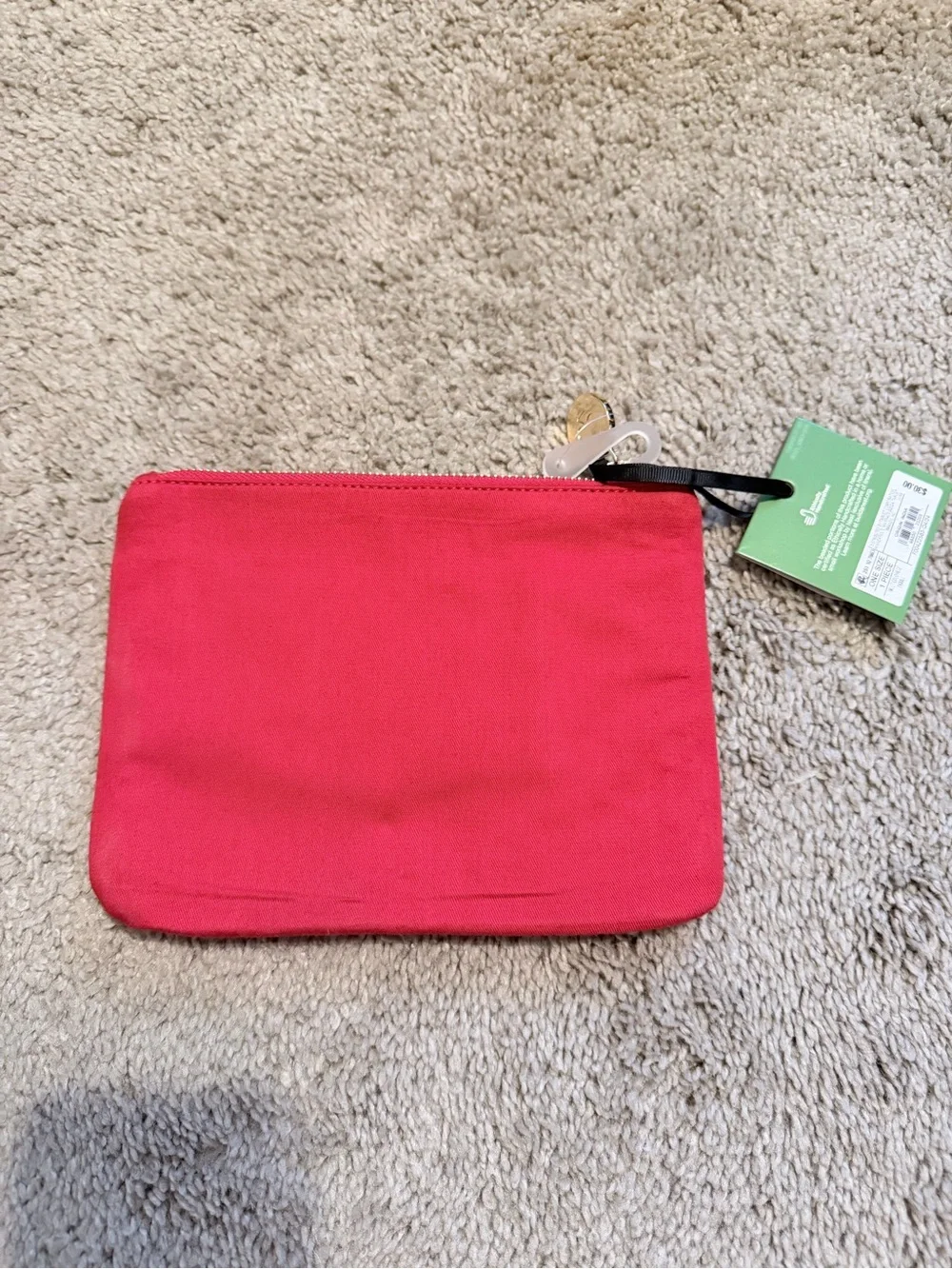 kate spade pink and white 'Going to Target' beaded wristlet pouch